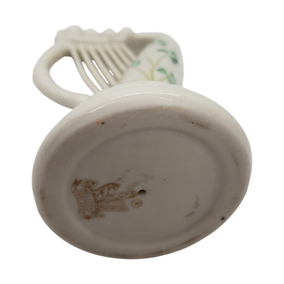 Vintage Belleek Harp Figurine Porcelain Shamrock Celtic Made in Ireland Irish - Picture 4 of 8